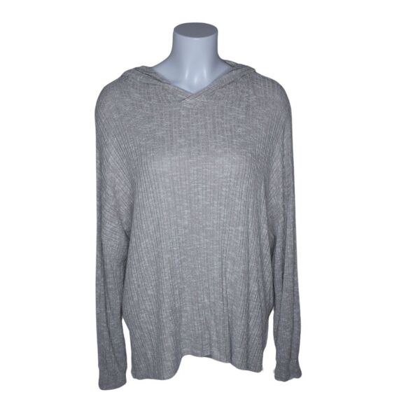 American Eagle Outfitters Sweaters - American Eagle Ribbed Oversized Hooded Pullover Sweater Oatmeal Lounge Large